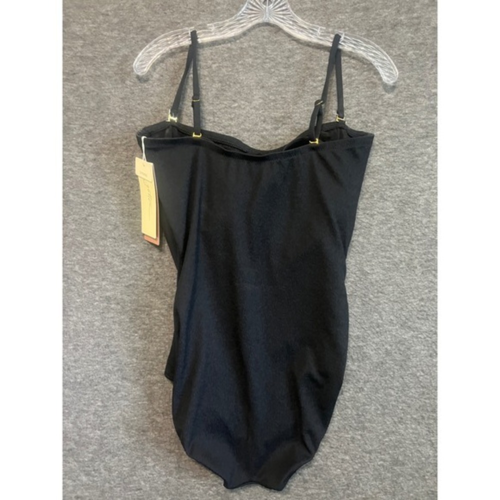 Gottex Womens Black Textured One Piece Swimsuit Adjustable Straps 22EL070 Sz 16 - Picture 2 of 12